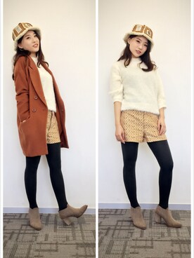 「アイテム（カーゴパンツ、イエロー系）」を使った、童小童さん（レディース・162cm）の冬コーディネート