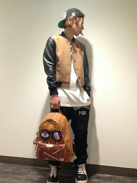 「L.H.P（エルエイチピー）のアイテム（スタジャン）」を使った、KAWAKITA SHOICHIさん（メンズ・175cm）の秋コーディネート