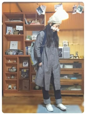 「ロールアップ」｜「アイテム（シャツワンピース）」を使った、saraさん（レディース・151cm）の春コーディネート