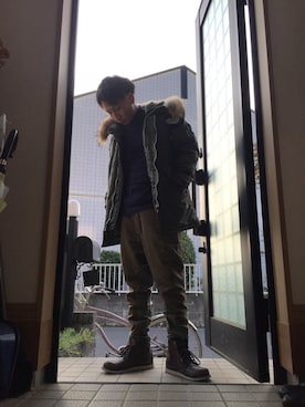 「ワークブーツ」｜「アイテム（その他アウター）」を使った、@24さん（メンズ・167cm）の秋コーディネート
