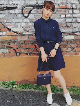 「LACOSTE L!VE（ラコステライブ）のアイテム」を使った、TURNERさん（レディース・161cm）の秋コーディネート