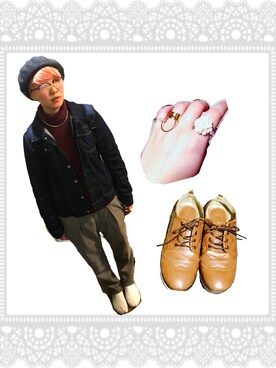 「wclosetのアイテム（スラックス、ブラウン系）」を使った、Katto Harunaさん（レディース）の冬コーディネート