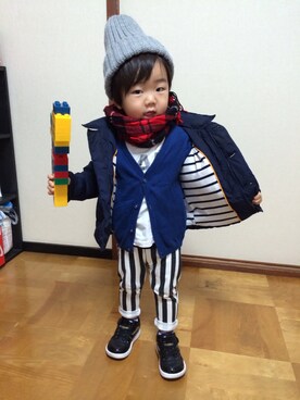 「babygap」｜「アイテム（ダウンジャケット/コート）」を使った、ゆきさん（キッズ・90cm）の春コーディネート