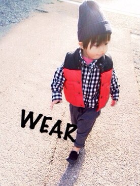 「babygap」｜「アイテム（ダウンベスト）」を使った、ゆきさん（キッズ・90cm）の春コーディネート