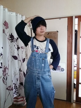 「RETRO GIRL（レトロガール）のアイテム（帽子）」を使った、スカジャン好きな小さいおじさんさん（メンズ・162cm）の秋コーディネート