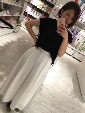 「GU（ジーユー）のアイテム（その他パンツ、ホワイト系）」を使った、haachanさん（レディース・149cm）の夏コーディネート
