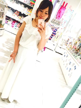「MAJESTIC LEGON（マジェスティックレゴン）のアイテム（Tシャツ/カットソー、ホワイト系）」を使った、haachanさん（レディース・149cm）の夏コーディネート