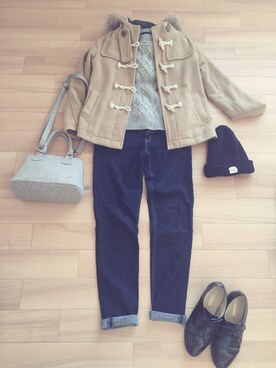 「Heather（ヘザー）のアイテム（ダッフルコート）」を使った、yukororinさん（レディース・150cm）の冬コーディネート