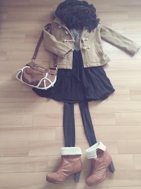 「Heather（ヘザー）のアイテム（ダッフルコート）」を使った、yukororinさん（レディース・150cm）の冬コーディネート