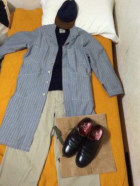 「UNIVERSAL OVERALL（ユニバーサルオーバーオール）のアイテム（その他アウター）」を使った、RYOWUUさん（メンズ・170cm）の秋コーディネート