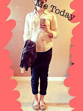 「Eddie Bauer（エディーバウアー）のアイテム（その他トップス）」を使った、Laurenさん（レディース・155cm）の春コーディネート