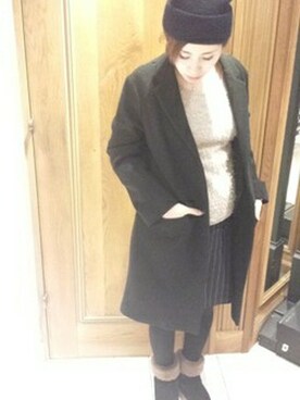 「Abahouse Devinette（ドゥヴィネット）のアイテム（その他アウター）」を使った、mikaさん（レディース・154cm）の冬コーディネート