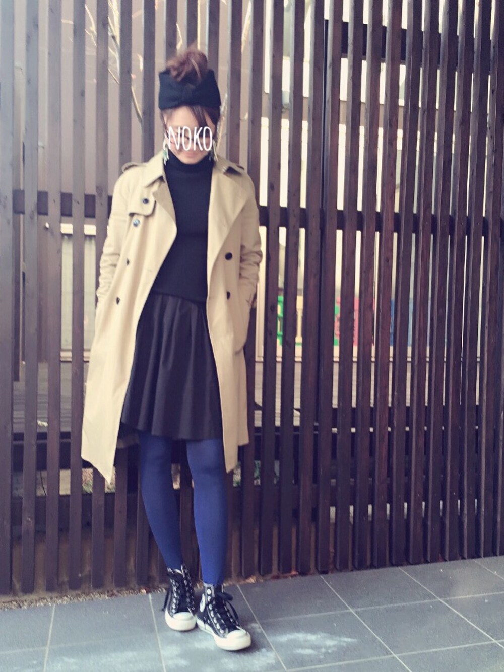 「スニーカー、休日スタイル、シンプル、カジュアル、ユニクロ」｜「雑貨屋のアイテム（ヘアバンド、ブラック系）」を使った、nokochestさん（レディース・166cm）の冬コーディネートの1枚目の写真