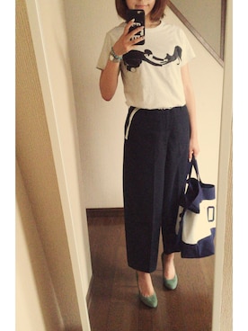 「メゾン キツネ(MAISON KITSUNE)」｜「アイテム（パンプス）」を使った、mami.t           さん（レディース・157cm）の夏コーディネート