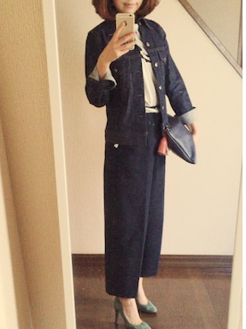 「メゾン キツネ(MAISON KITSUNE)」｜「アイテム（パンプス）」を使った、mami.t           さん（レディース・157cm）の秋コーディネート
