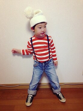 そふとくりん♥︎さん（キッズ・100cm）の秋コーディネート