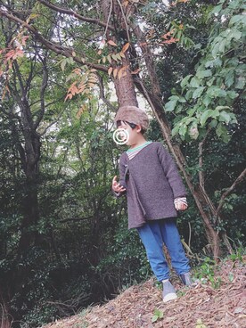 「ハグマグ」｜「アイテム（ジャケット/アウター）」を使った、そふとくりん♥︎さん（キッズ・110cm）の秋コーディネート