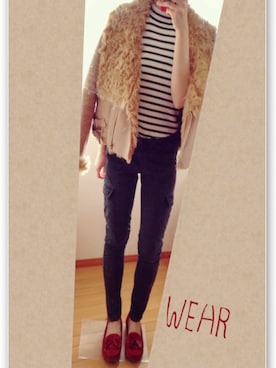 「アイテム（ダウンベスト、ブラウン系）」を使った、curryさん（レディース・152cm）の冬コーディネート