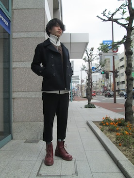 「アイテム（ピーコート）」を使った、BASEさん（メンズ・172cm・10代）の秋コーディネート