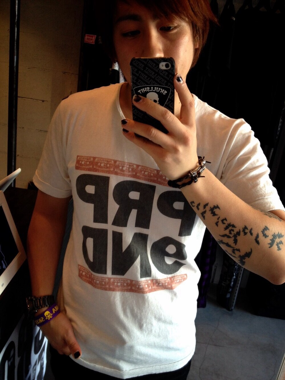 「PROPA9ANDA / PROP9ND TEE（Tシャツ/カットソー、ホワイト系）」を使った、DARKPLOT 1996さん（メンズ・168cm）の春コーディネートの1枚目の写真