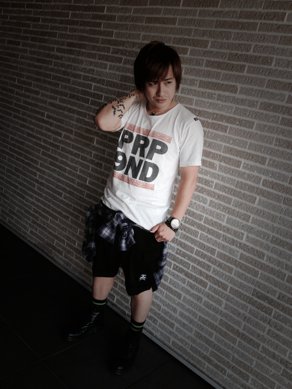 「PROPA9ANDA / PROP9ND TEE（Tシャツ/カットソー、ホワイト系）」を使った、DARKPLOT 1996さん（メンズ・168cm）の春コーディネートの1枚目の写真