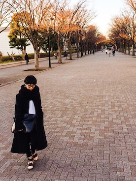 「アイテム（クラッチバッグ）」を使った、Mariさん（レディース・150cm）の冬コーディネート