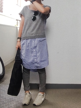 「アイテム（シャツワンピース）」を使った、Mariさん（レディース・150cm）の夏コーディネート