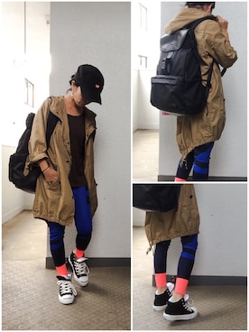 「アイテム（ミリタリージャケット）」を使った、Mariさん（レディース・150cm）の夏コーディネート