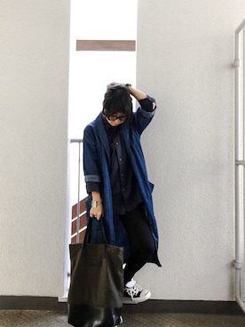 「ロングジャケット」｜「アイテム（トレンチコート）」を使った、Mariさん（レディース・150cm）の秋コーディネート