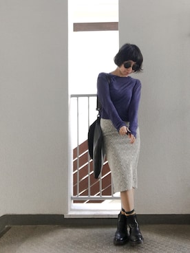 「アイテム（クラッチバッグ）」を使った、Mariさん（レディース・150cm）の秋コーディネート