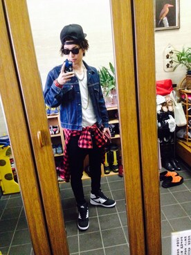 「UNIF（ユニフ）のアイテム（キャップ）」を使った、ちったさん（メンズ・170cm）の春コーディネート