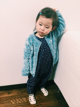「A land（エーランド）のアイテム」を使った、xiuさん（キッズ・90cm）の冬コーディネート
