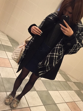 「アイテム（モカシン/デッキシューズ、グリーン系）」を使った、ｆ*さん（レディース・164cm）の冬コーディネート