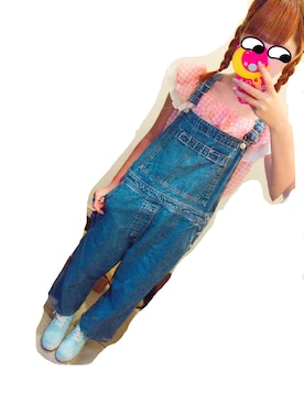 「厚底」｜「アイテム（サロペット/オーバーオール）」を使った、石川　◎さん（レディース・154cm）の夏コーディネート