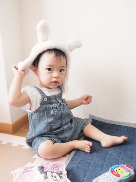 「うさ耳」｜「アイテム（オールインワン・サロペット）」を使った、ttssuumm＊*さん（キッズ・70cm）の秋コーディネート