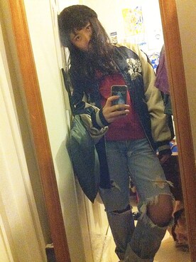 「Dr. Martens（ドクターマーチン）のアイテム（ブーツ、ブラック系）」を使った、himariさん（キッズ・152cm）の冬コーディネート