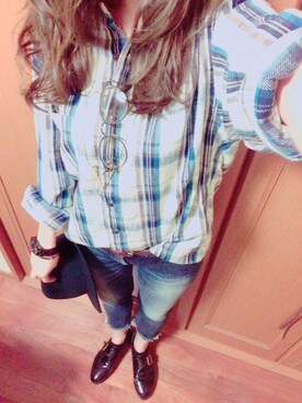 「Ungrid（アングリッド）のフレイドヘムストスリ（デニムパンツ）」を使った、kanaさん（レディース・162cm）の秋コーディネート