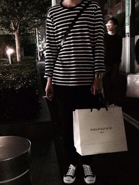 「MARTIN MARGIELA（マルタンマルジェラ）のアイテム（その他パンツ、その他）」を使った、Dongkyung Hanさん（メンズ・181cm）の秋コーディネート