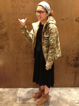 「WILD THINGS（ワイルドシングス）のアイテム（ナイロンジャケット）」を使った、高安さん（レディース・153cm）の秋コーディネート