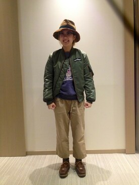 「WILD THINGS（ワイルドシングス）のアイテム（ミリタリージャケット）」を使った、高安さん（レディース・154cm）の秋コーディネート