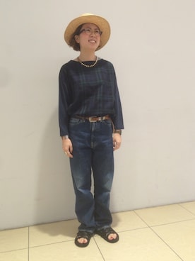 「ブラックウォッチ」｜「アイテム（チュニック）」を使った、高安さん（レディース・153cm）の夏コーディネート