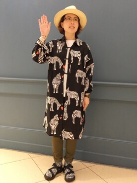 「オリーブ」｜「アイテム（シャツワンピース）」を使った、高安さん（レディース・153cm）の夏コーディネート