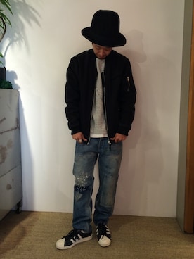 「cheap monday」｜「アイテム（ブルゾン）」を使った、Kei Ishiharaさん（メンズ・176cm）の秋コーディネート