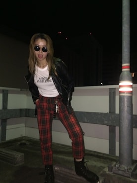 「RNA」｜「アイテム（ライダースジャケット）」を使った、Sakuraさん（レディース・157cm）の秋コーディネート