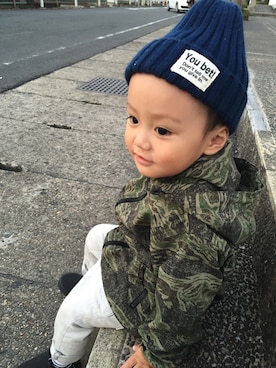 「アイテム（ナイロンジャケット）」を使った、MINA◡̈☆さん（キッズ・80cm）の秋コーディネート