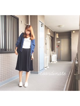 「A part by（アパートバイ）のアイテム（ブルゾン）」を使った、MEGUMIさん（レディース・159cm）の夏コーディネート