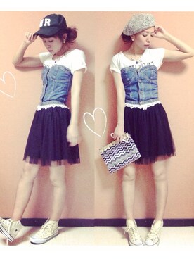 「Ungrid（アングリッド）のアイテム（チューブトップ）」を使った、yucaaaaaさん（レディース・160cm）の夏コーディネート