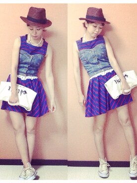 「Ungrid（アングリッド）のアイテム（チューブトップ）」を使った、yucaaaaaさん（レディース・160cm）の夏コーディネート