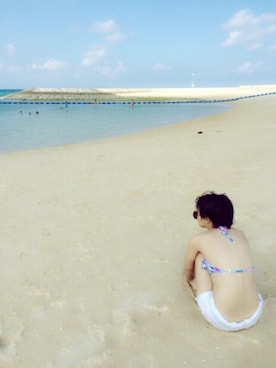 「no brand（ノーブランド）のアイテム（水着、ブルー系）」を使った、ねこのめさん（レディース・151cm）の夏コーディネート