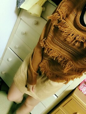 「WEGO（ウィゴー）のアイテム（ニット/セーター、ブラウン系）」を使った、ねこのめさん（レディース・151cm）の秋コーディネート